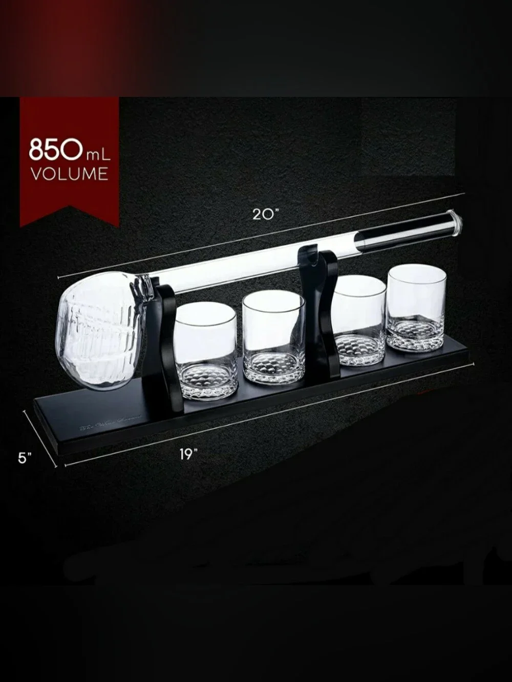 BROOKSTONE 19TH HOLE GOLF CLUB DECANTER (7) PCS SET: WISKEY GLASSES & CADDIE NEW